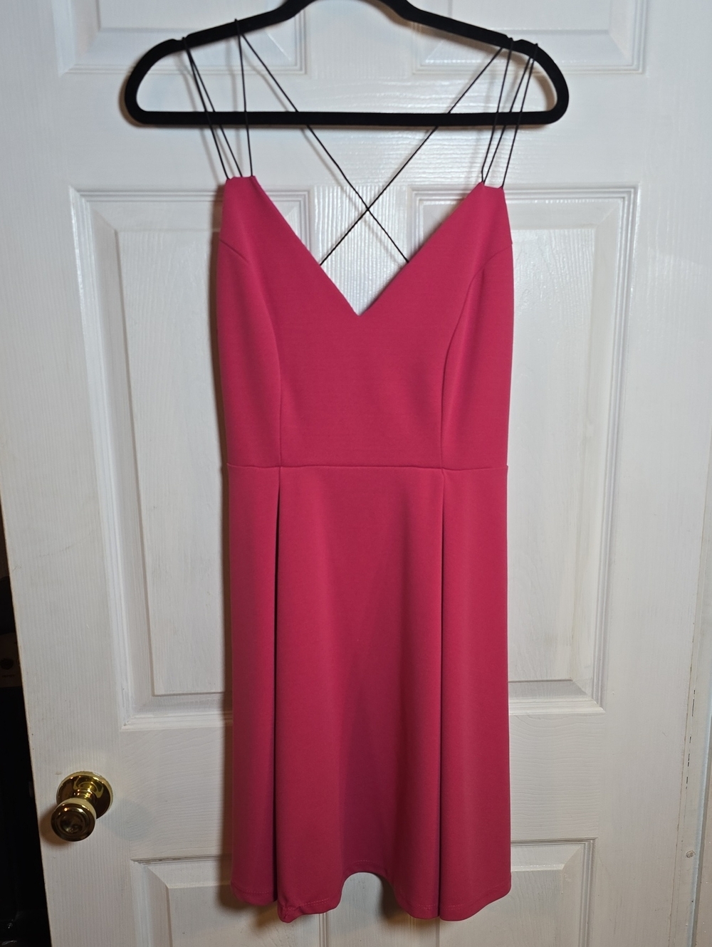 Made In Mexico XL Strappy Pink V-Neck Women’s Dress With Black Straps